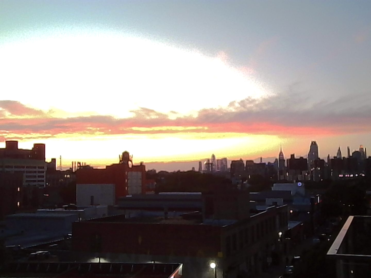 Sunset over the city skyline